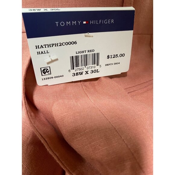 Tommy Hilfiger Mens Modern Fit Pure Linen Comfortable Pants Red Size 38x30 NWT - Picture 4 of 5